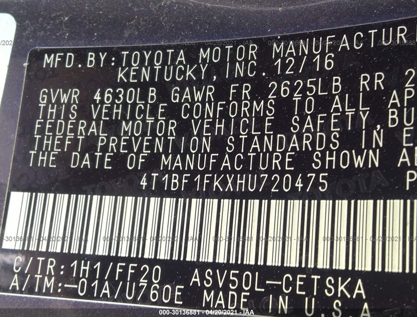 4T1BF1FKXHU720475