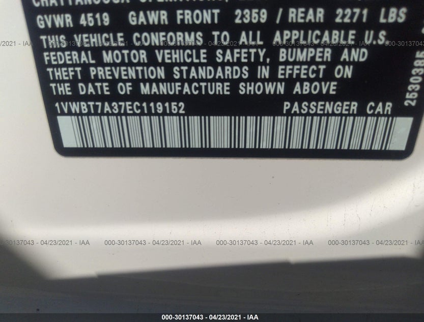 1VWBT7A37EC119152