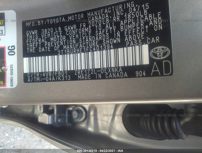 2T1BURHE1FC401394