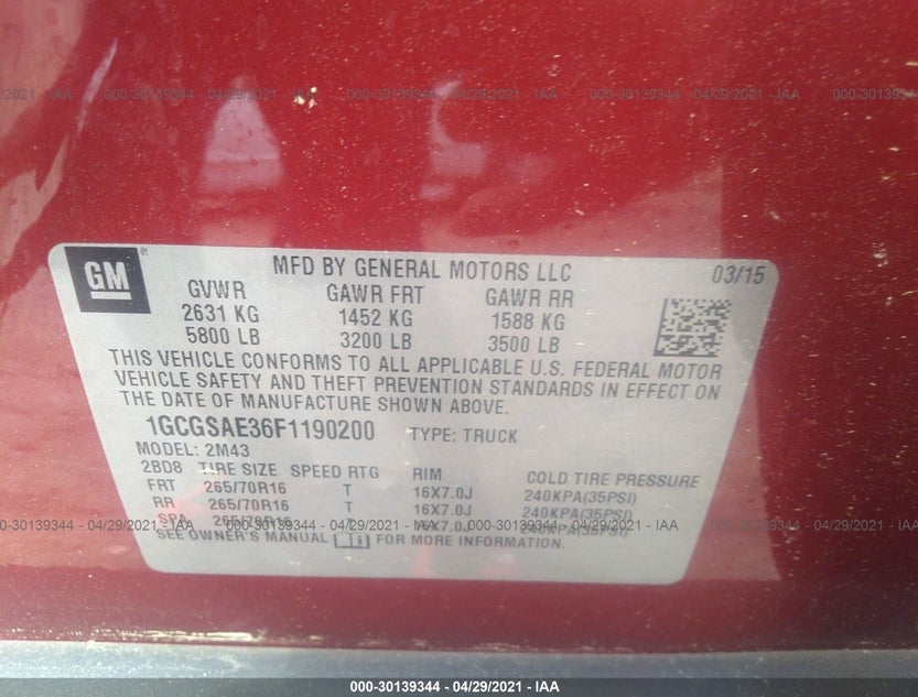 1GCGSAE36F1190200