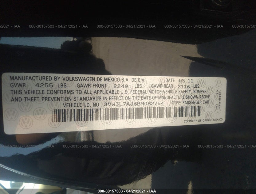 3VW3L7AJ6BM082754