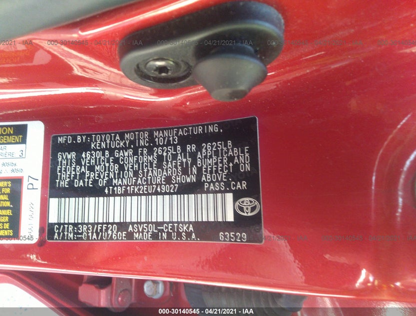 4T1BF1FK2EU749027
