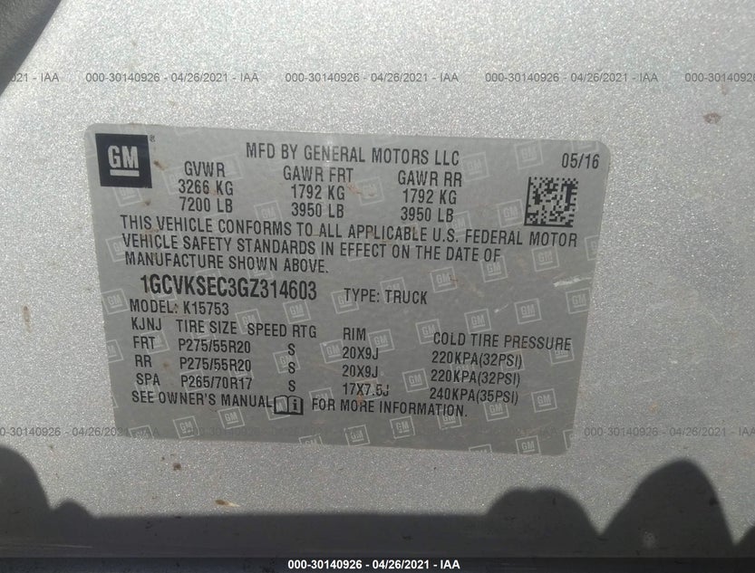 1GCVKSEC3GZ314603
