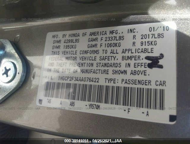 1HGCP2F34AA076422