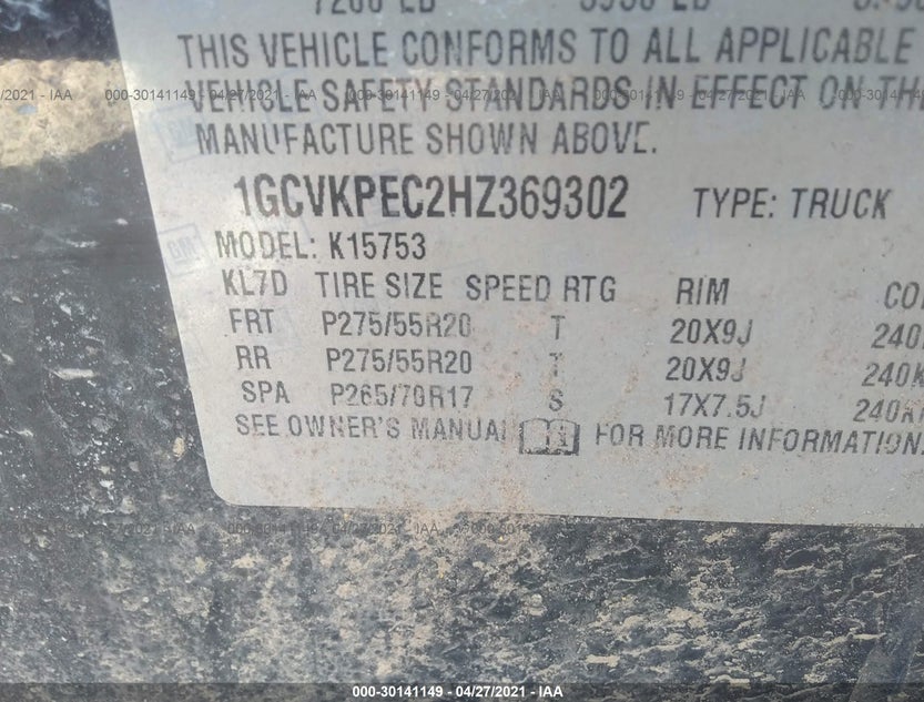 1GCVKPEC2HZ369302