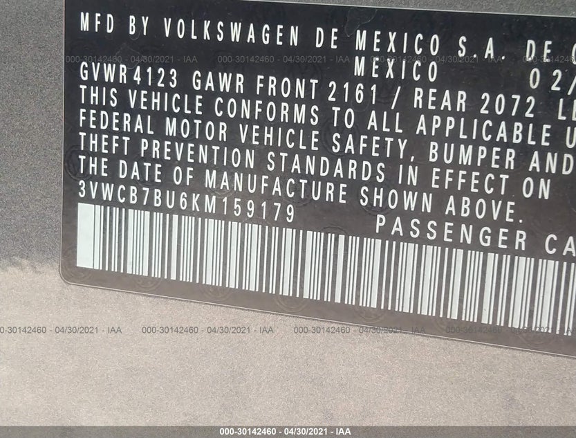3VWCB7BU6KM159179