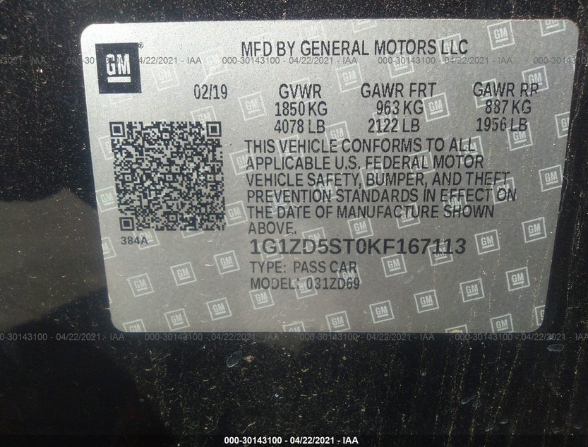 1G1ZD5ST0KF167113