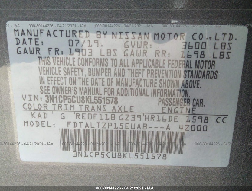 3N1CP5CU8KL551578