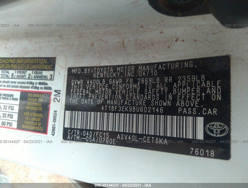 4T1BF3EK9BU602146