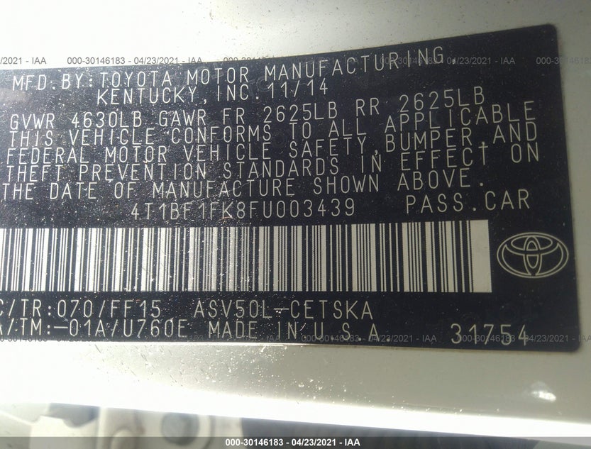 4T1BF1FK8FU003439