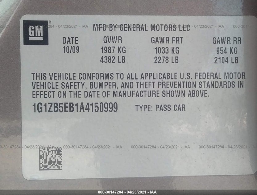 1G1ZB5EB1A4150999