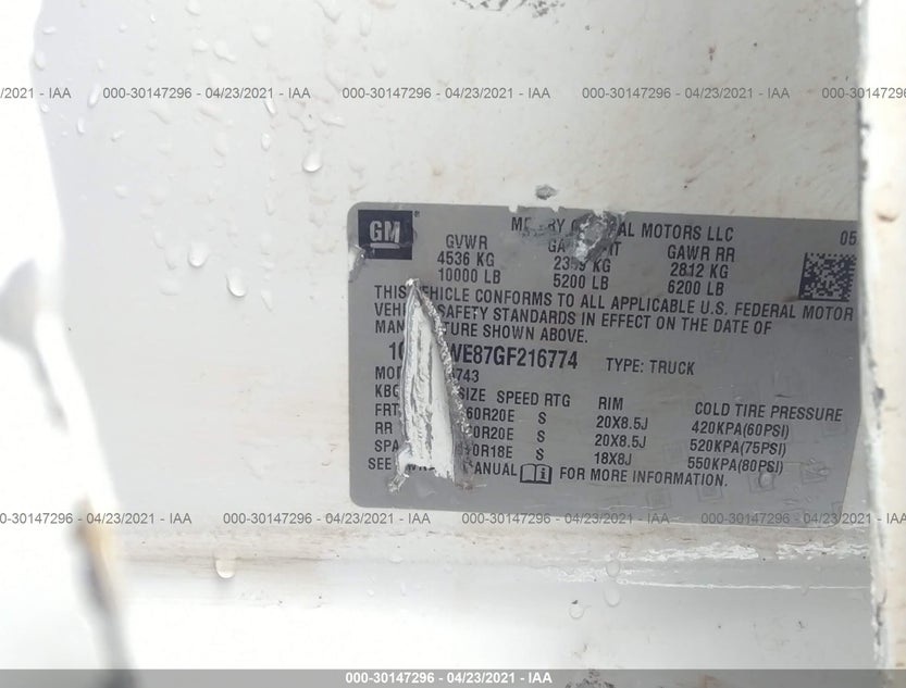 1GC1KWE87GF216774