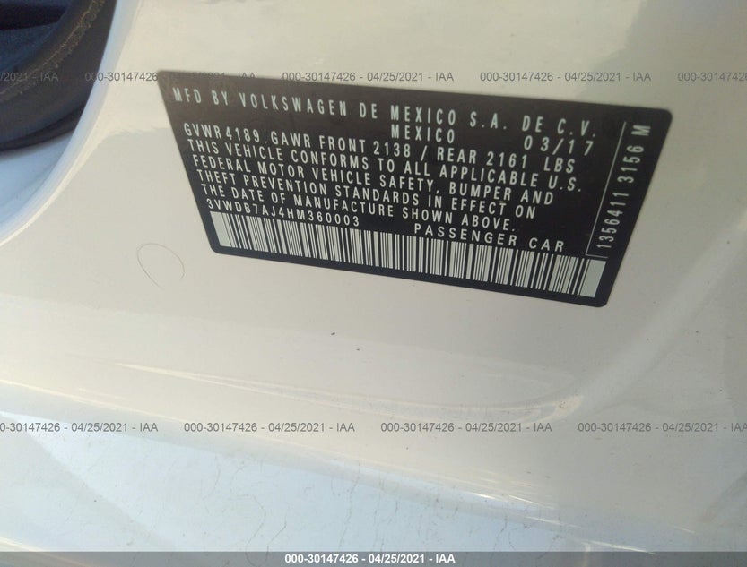 3VWDB7AJ4HM360003