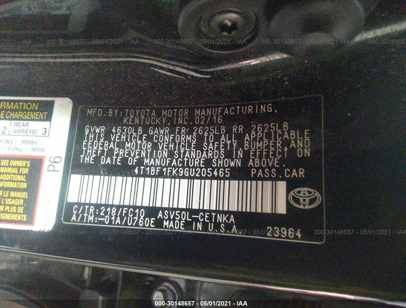 4T1BF1FK9GU205465