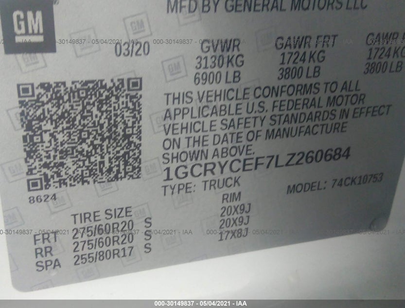 1GCRYCEF7LZ260684