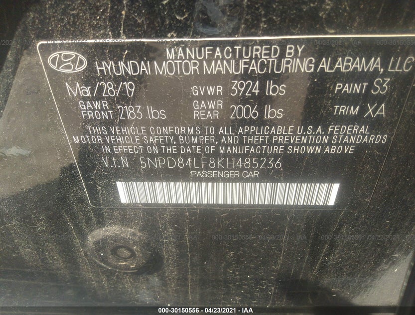 5NPD84LF8KH485236