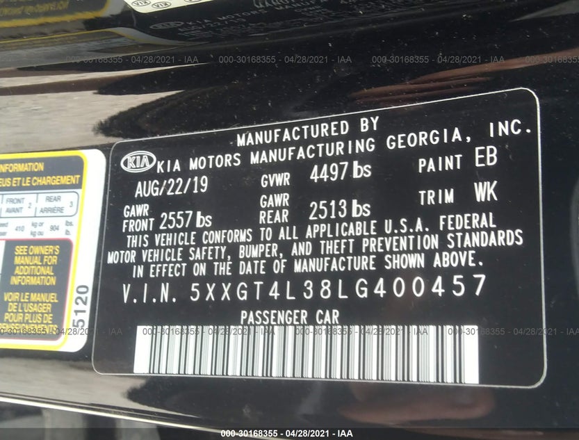 5XXGT4L38LG400457
