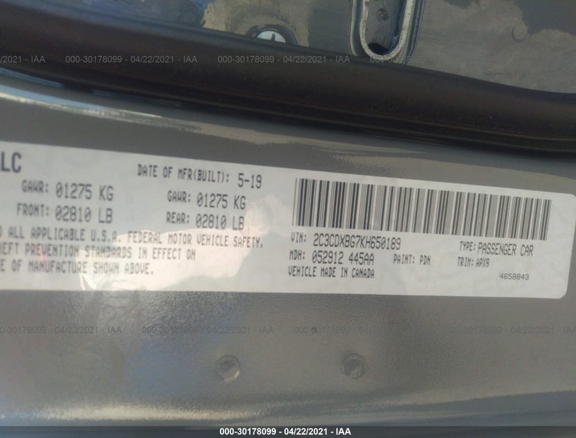 2C3CDXBG7KH650189