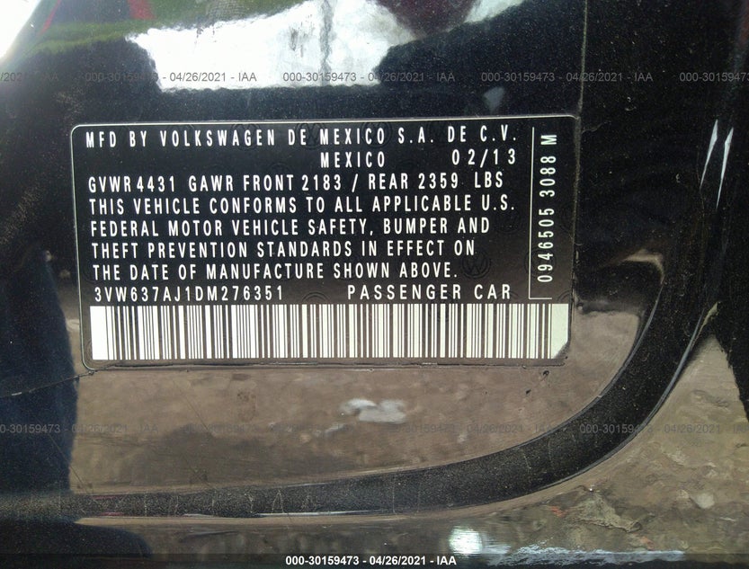 3VW637AJ1DM276351