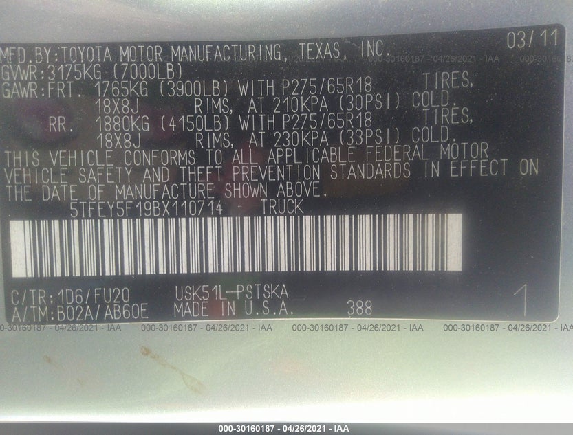 5TFEY5F19BX110714
