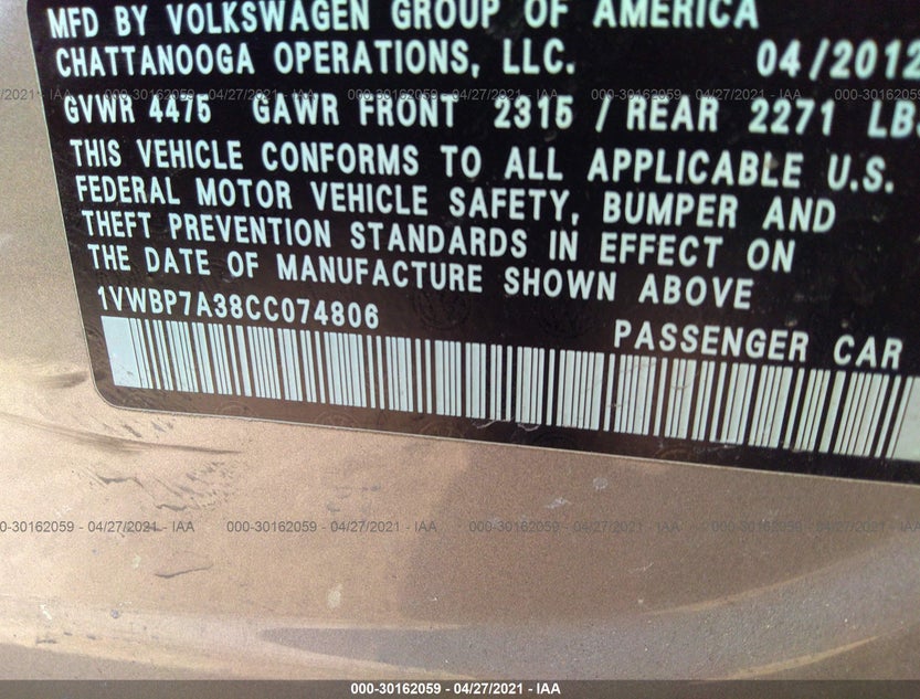 1VWBP7A38CC074806