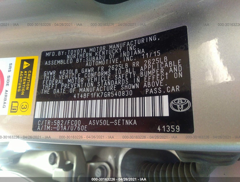 4T4BF1FK7GR540830