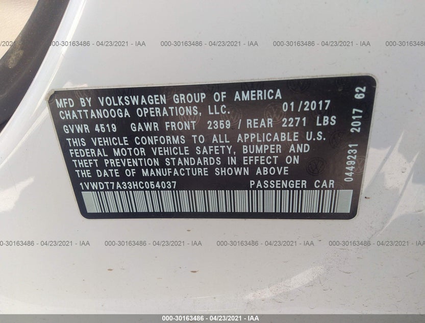1VWDT7A33HC054037