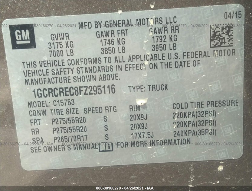 1GCRCREC8FZ295116
