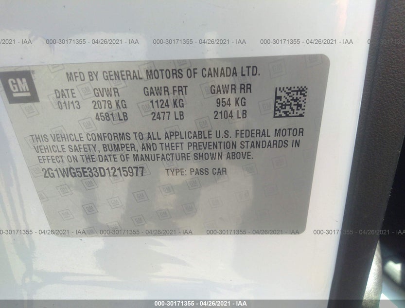 2G1WG5E33D1215977
