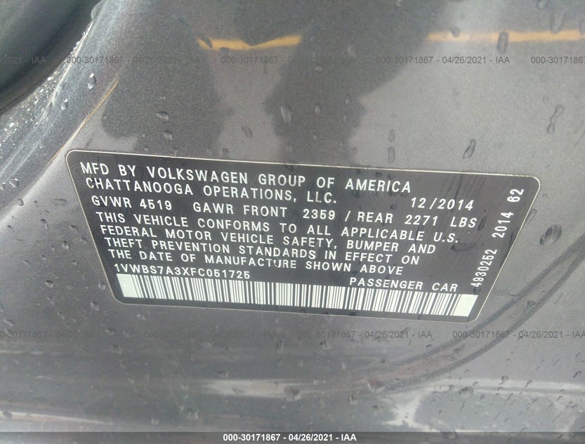1VWBS7A3XFC051725