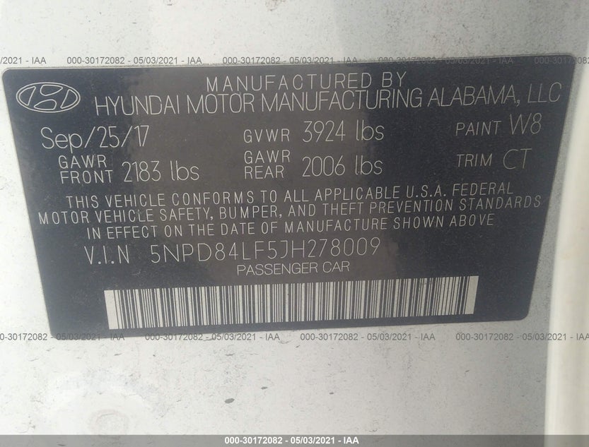 5NPD84LF5JH278009