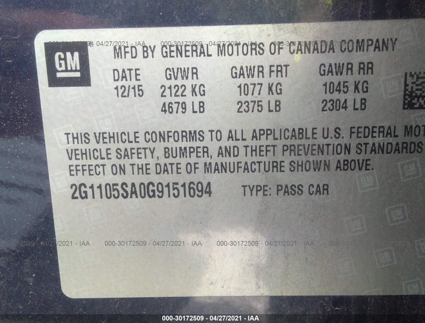 2G1105SA0G9151694