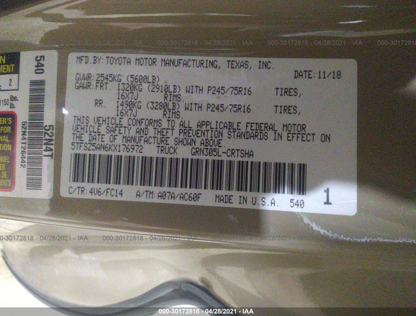5TFSZ5AN6KX176972