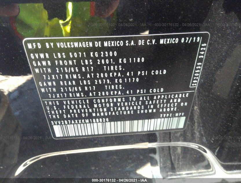 3VV2B7AXXKM188826