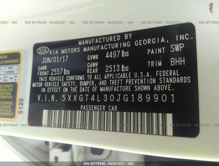 5XXGT4L30JG189901