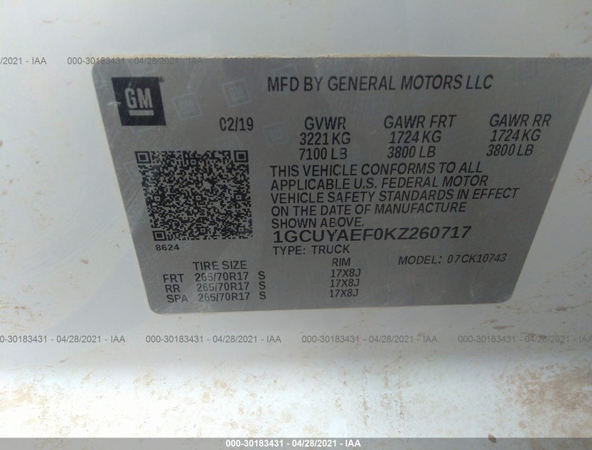 1GCUYAEF0KZ260717