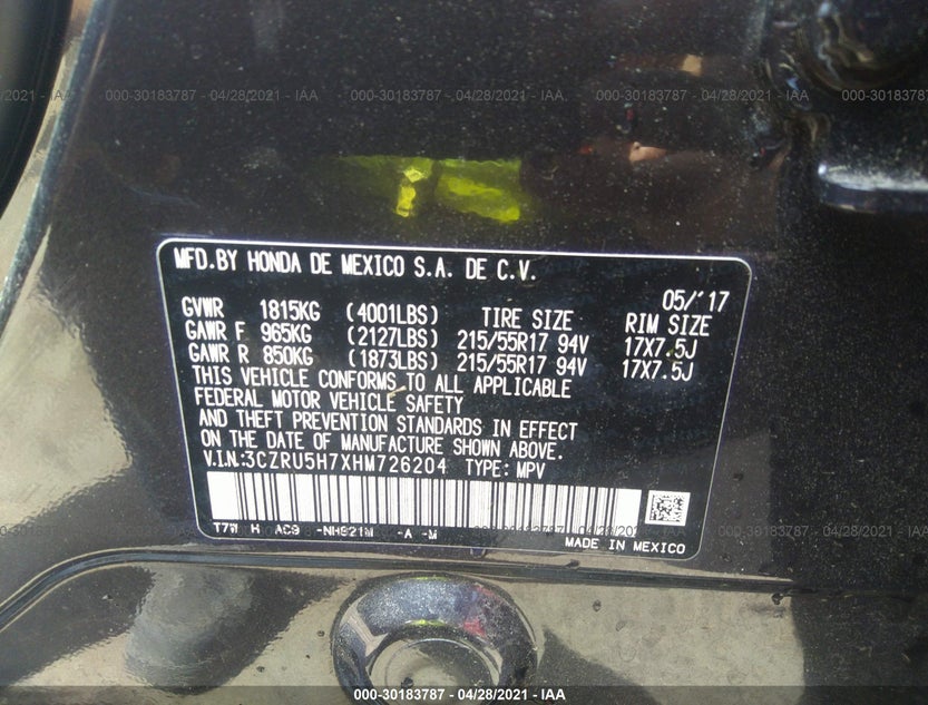 3CZRU5H7XHM726204