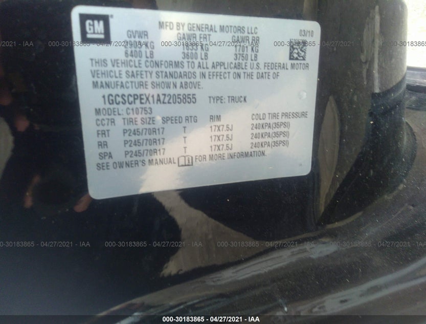 1GCSCPEX1AZ205855