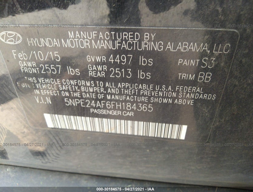 5NPE24AF6FH184365