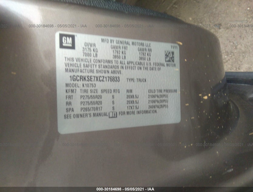 1GCRKSE7XCZ176833