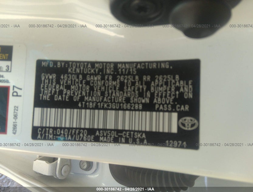 4T1BF1FK3GU166288