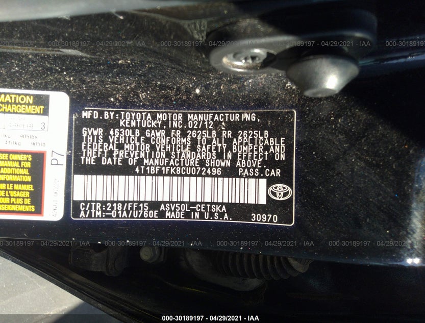 4T1BF1FK8CU072496