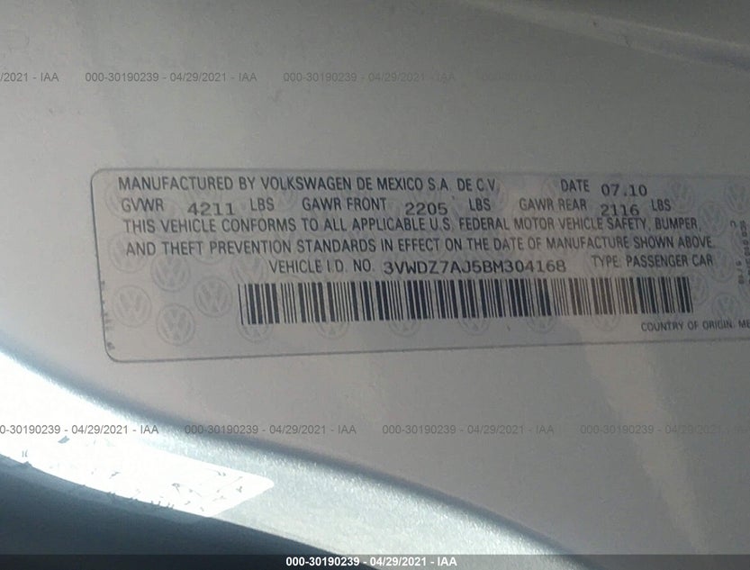 3VWDZ7AJ5BM304168