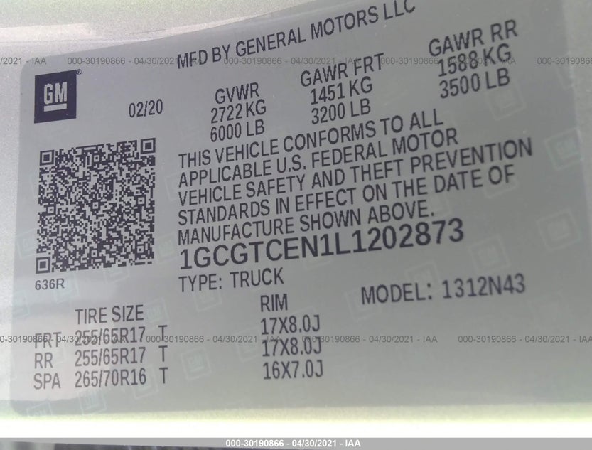 1GCGTCEN1L1202873