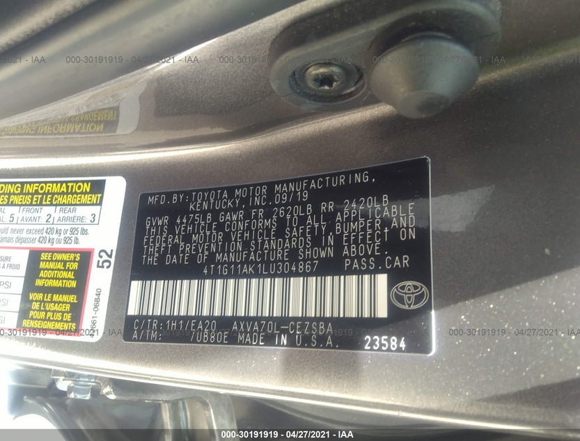 4T1G11AK1LU304867