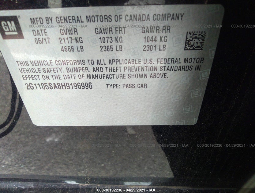 2G1105SA8H9196996