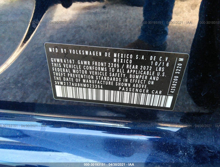 3VW217AU8HM023354