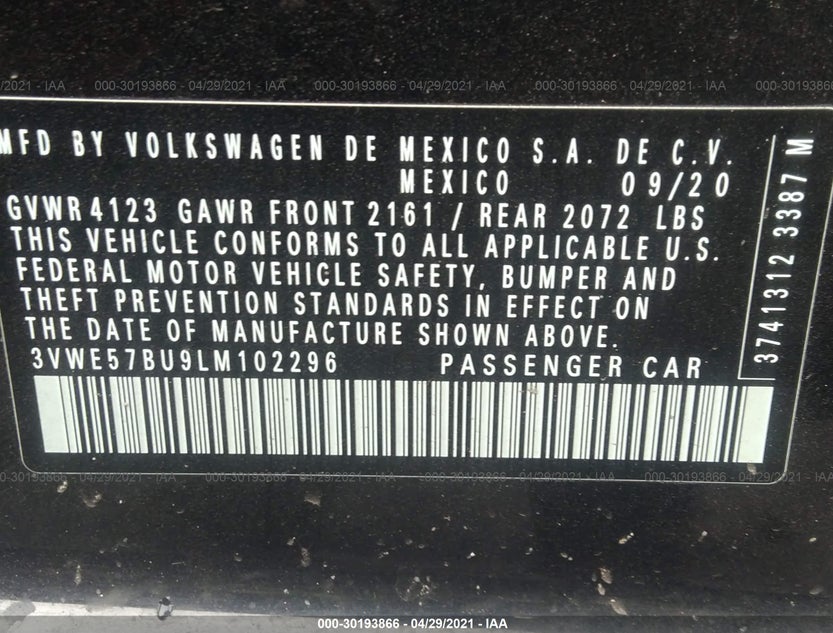 3VWE57BU9LM102296