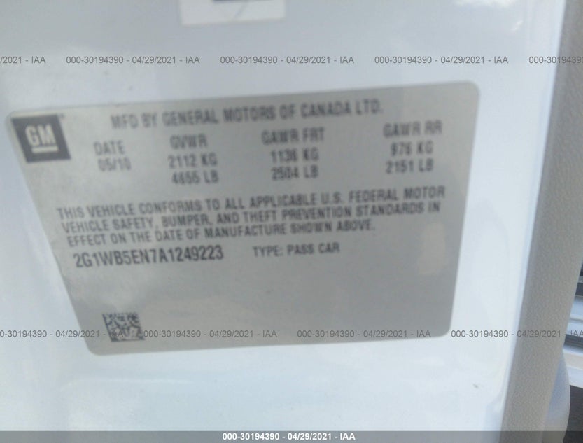 2G1WB5EN7A1249223