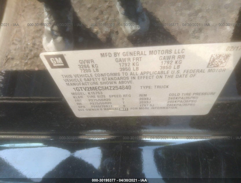 1GTV2MEC5HZ254840